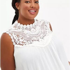 Torrid Crinkle Gauze Crochet Detail Tank